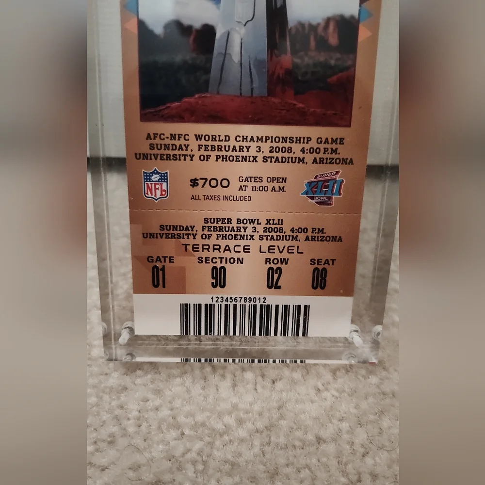 2008 NFL SUPER BOWL XLII (42) Authentic Ticket - MINT- NY Giants & NE Patriots